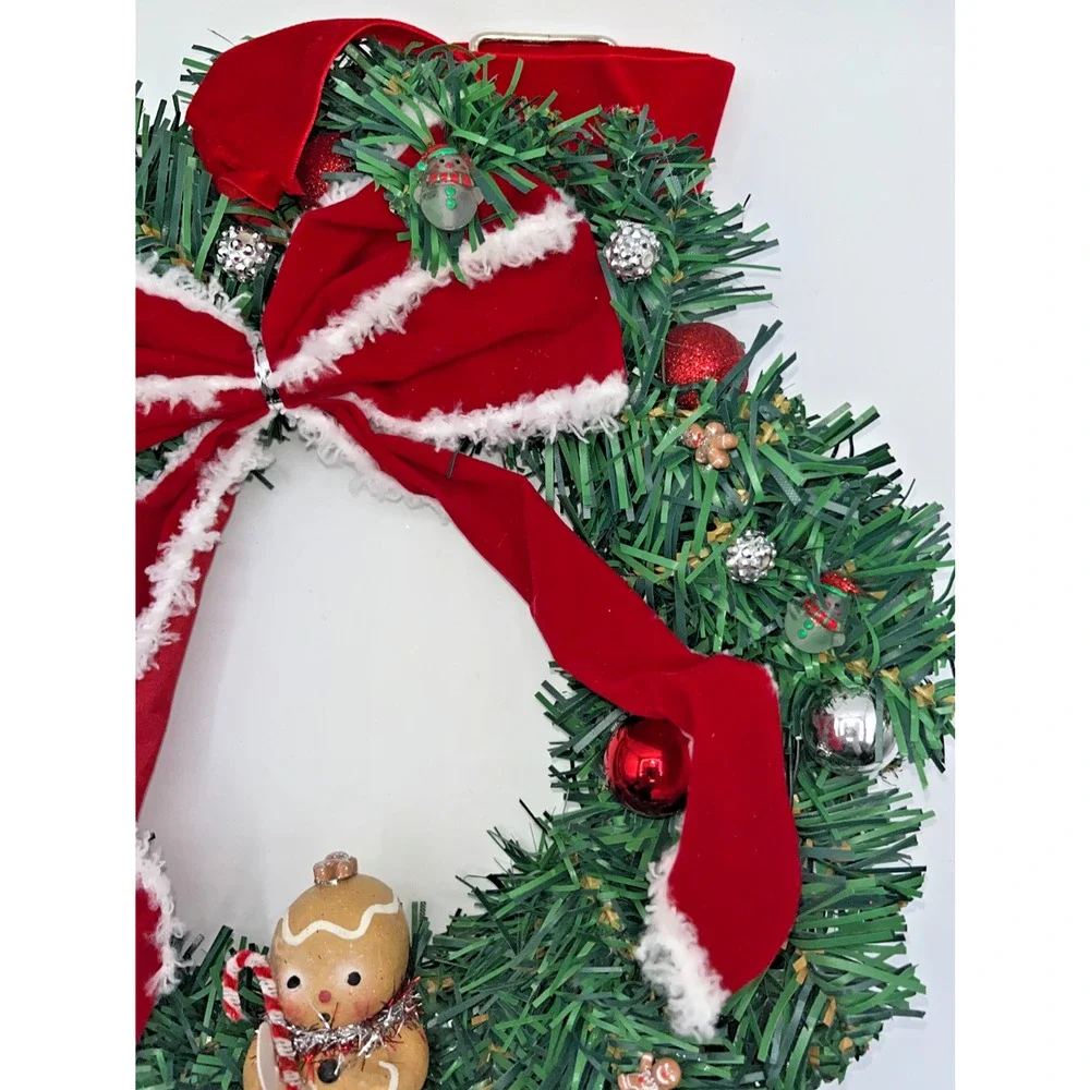 I am the cutest little gingerbread boy Prelit Christmas Wreath Lights Timer OOAK